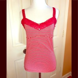E-vie Red and Gold Lace Tank Top